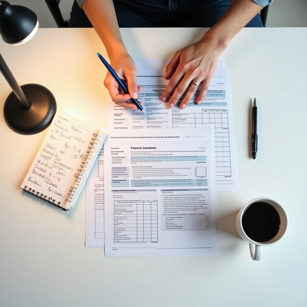 Foundation staff reviewing program documentation and financial education materials